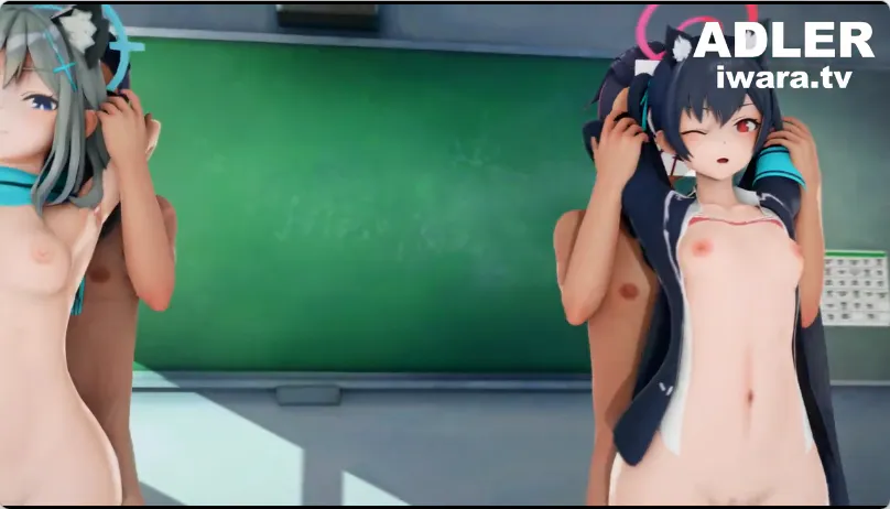 碧蓝档案同人/3D/精致建模/神作/MMD ADLER白子&芹香 动漫视频 预览图